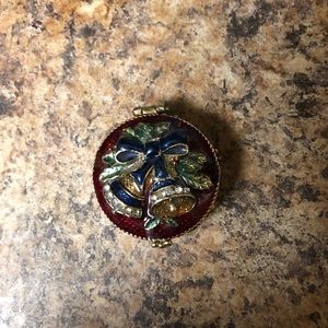 Monet trinket box- Circular red with Christmas bells